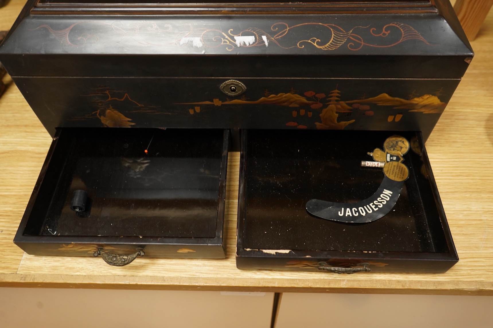 A Chinese lacquer work box, Meiji period, 45cm